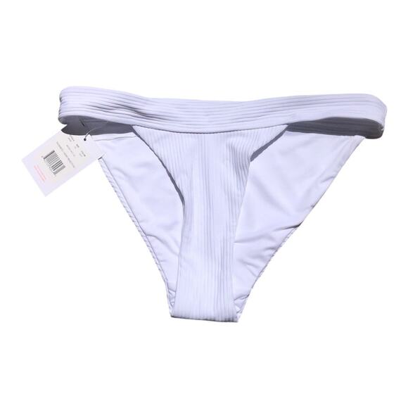Andie NWT The Bold Banded Cheeky Rib Flattering Bikini Bottom White Extra Small - Picture 4 of 14